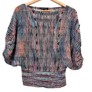 Mechant Womens Sweater Top Pullover Stretchable Knitted 3/4 Batwing Sleeve Small